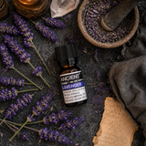 10 ml Lavender Essential Oil — overhead lifestyle flat lay