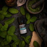 10 ml Peppermint Essential Oil — overhead lifestyle flat lay
