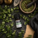 10 ml Marjoram Spanish Essential Oil — overhead lifestyle flat lay
