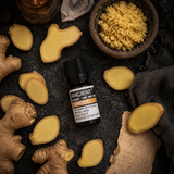 10 ml Ginger Essential Oil — overhead lifestyle flat lay