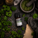 10 ml Parsley Essential Oil — overhead lifestyle flat lay