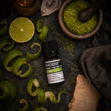 10 ml Lime Essential Oil — overhead lifestyle flat lay