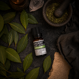 10 ml Bay Leaf Essential Oil — overhead lifestyle flat lay