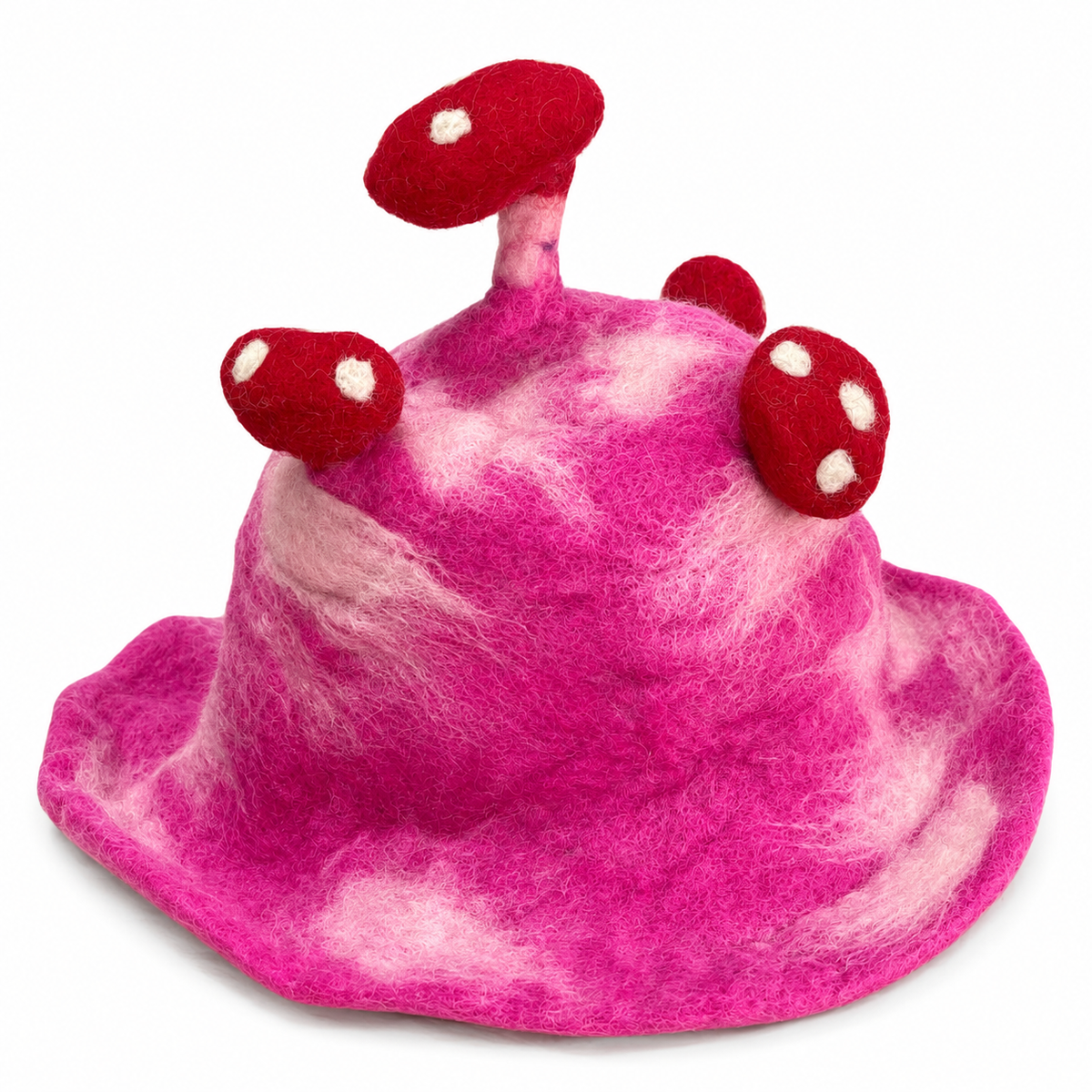 Felted Mushroom Hat - Shocking Pink