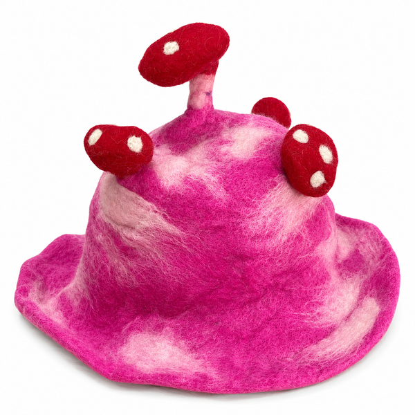 Felted Mushroom Hat - Shocking Pink