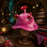 Felted Mushroom Hat - Shocking Pink