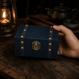 Square Tea Chest · Teal · hand scale