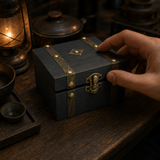 Square Tea Chest · Grey · hand scale