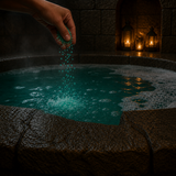 PMT Bath Potion salts sprinkled into Lather Lagoon