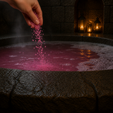 Passion Bath Potion salts sprinkled into Lather Lagoon
