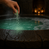 Stress Buster Bath Potion salts sprinkled into Lather Lagoon