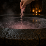 Warming Bath Potion salts sprinkled into Lather Lagoon