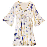 Nomad Sari Evil Eye Dress – White, Blue & Gold – Size M/L