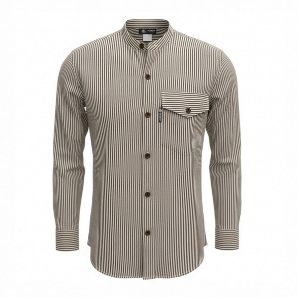 Nomad Sari Grandad Shirt - Grey Stone - Large