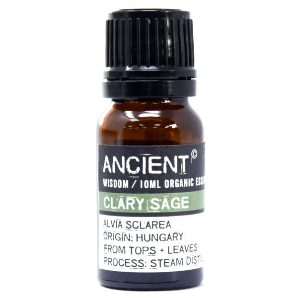 Clary Sage Organic Essential Oil bottle on a clean white background