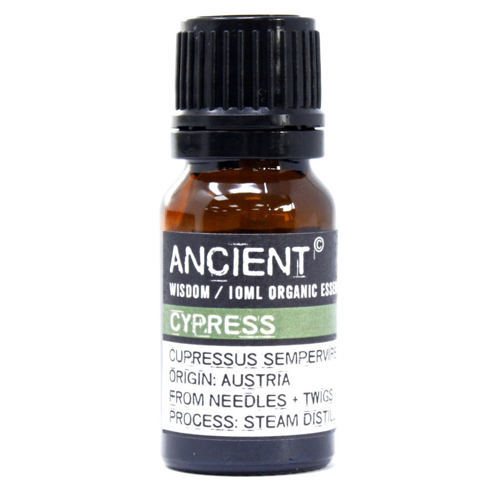 Cypress Organic Essential Oil bottle on a clean white background