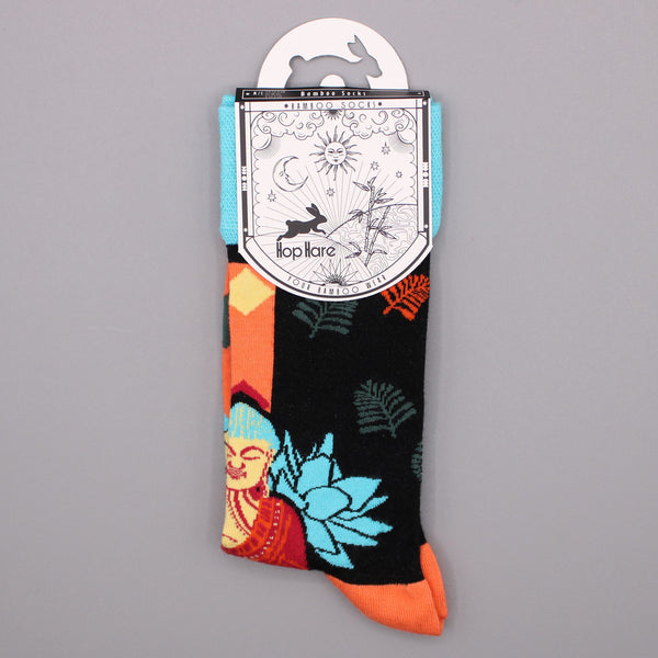 Hop Hare Bamboo Socks M/L - Blue Buddha & Lotus