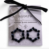 Jet Black Vintage Glass Loop Earrings