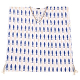 Nomad Sari On the Med Collection - Kaftan - White & Blue Bold Fish Print