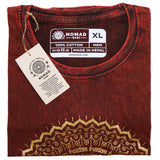 Nomad Sari Stonewashed Cotton T-Shirt – Mandala – Maroon – XL