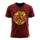 Nomad Sari Stonewashed Cotton T-Shirt - Dragon Mandala - Maroon - Medium