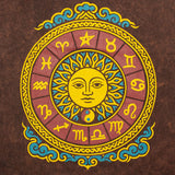 Nomad Sari Stonewashed Cotton T-Shirt - Sun & Zodiac - Brown - Large