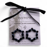Jet Black Vintage Glass Loop Earrings