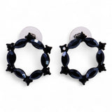 Jet Black Vintage Glass Loop Earrings