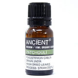 Patchouli Organic Essential Oil bottle on a clean white background