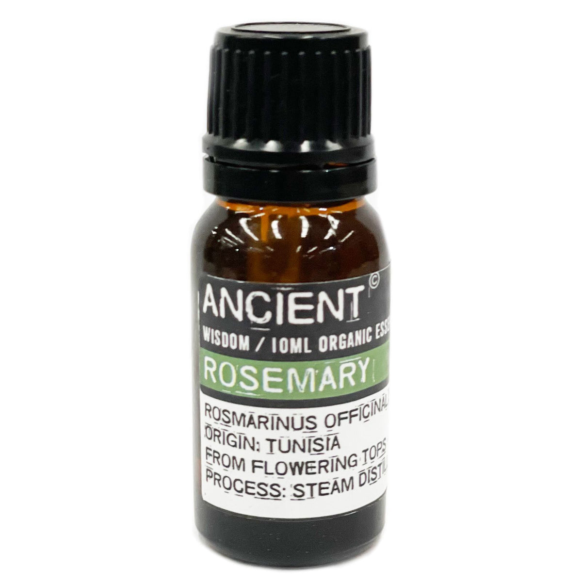 Rosemary Organic Essential Oil bottle on a clean white background