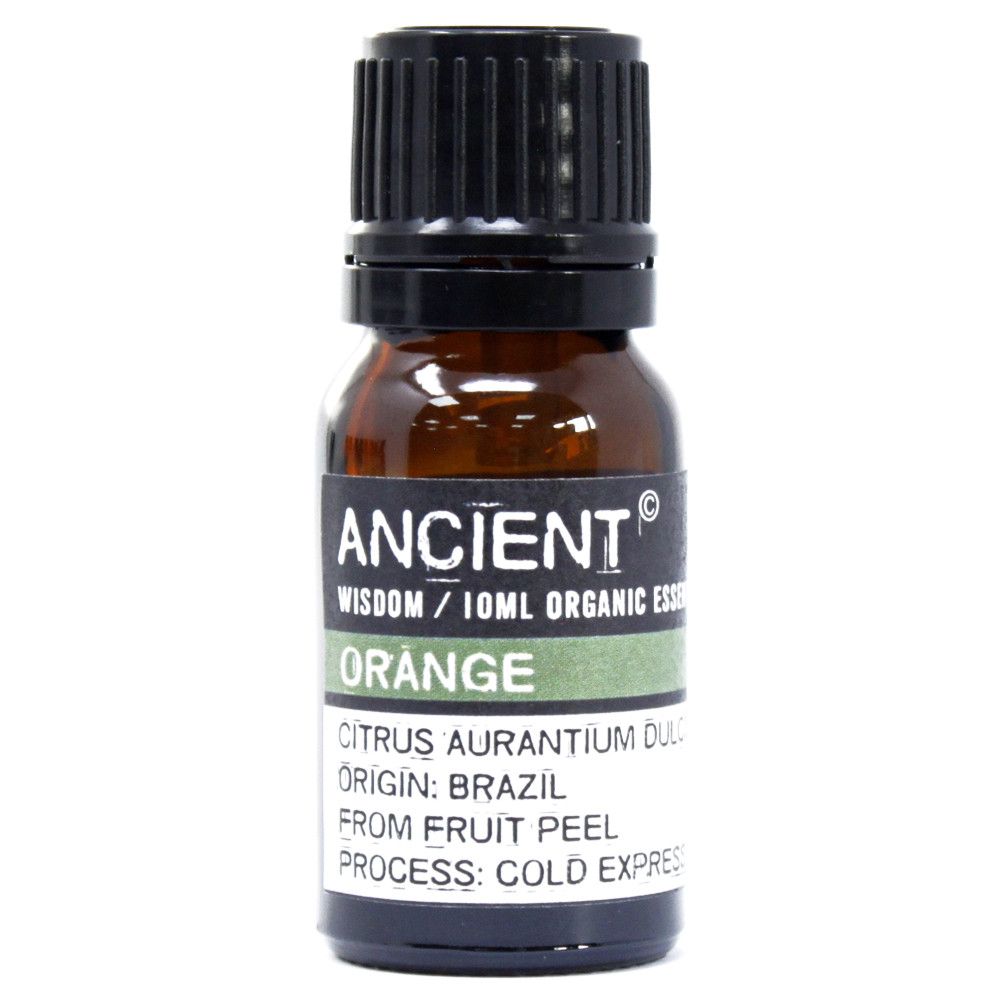 Orange Organic Essential Oil bottle on a clean white background