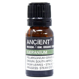 Geranium Organic Essential Oil bottle on a clean white background