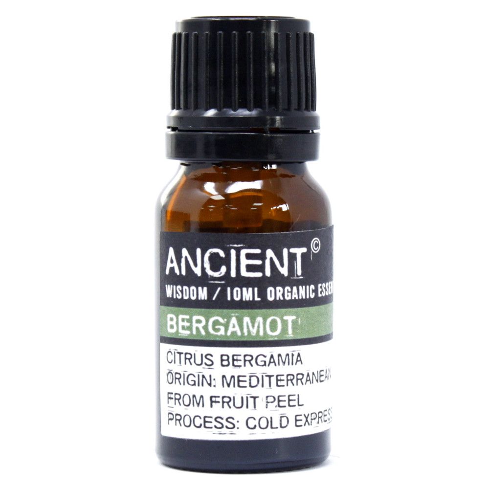 Bergamot Organic Essential Oil bottle on a clean white background