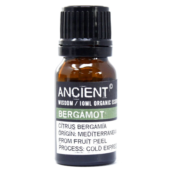 Bergamot Organic Essential Oil bottle on a clean white background