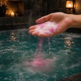 Raspberry & Black Pepper Bath Dust · in-use