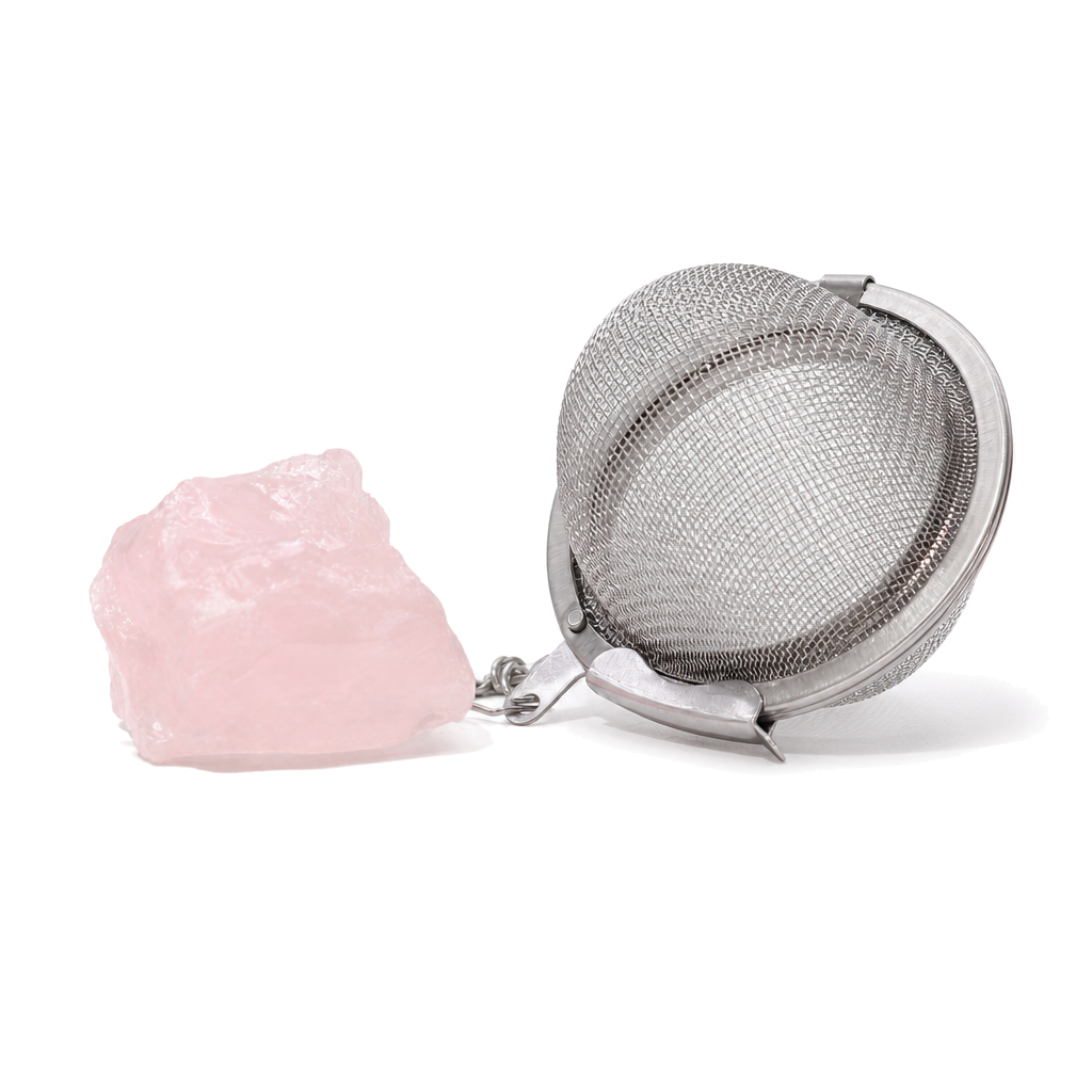 Rose Quartz Gemstone Tea Strainer · packshot