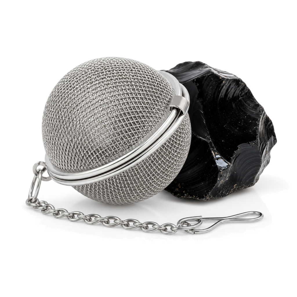 Black Obsidian Gemstone Tea Strainer · packshot